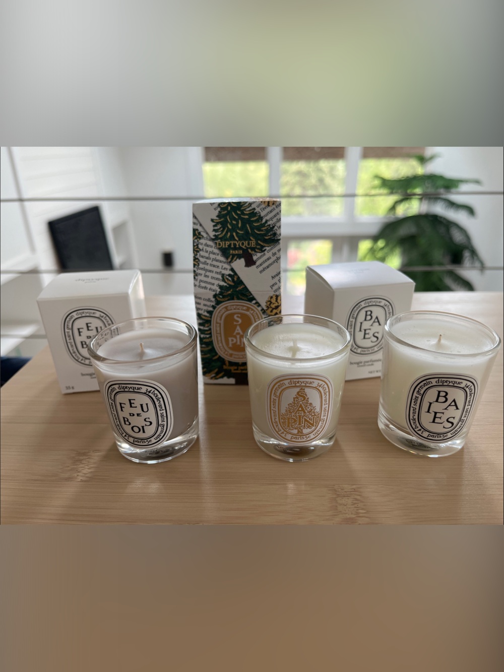 Sapin diptyque mini Candle Trio Feu de bois and baies